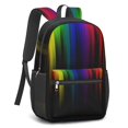 thumbnail image 2 of 17 Inch Lightweight Backpack,PVC Waterproof Oxford Fabric, Ergonomically Designed, with Large Capacity, Vibrant Rainbow Print, 2 of 5