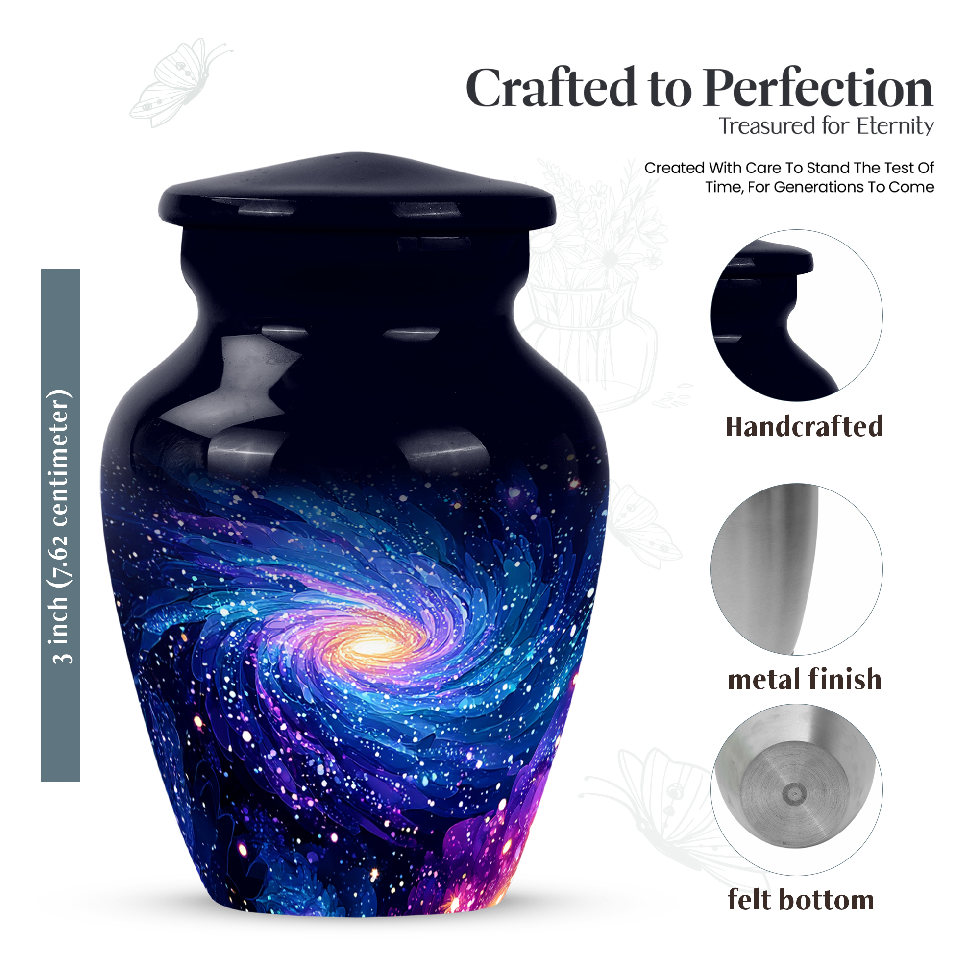 MUKTIVE Galaxy Blue Urn for Women Ashes, Funeral Urns for Father Ashes Adult Male and Female, Keepsake Urns For Dad, Cremation Urn for Adult Male for Burial, 3 Inch
