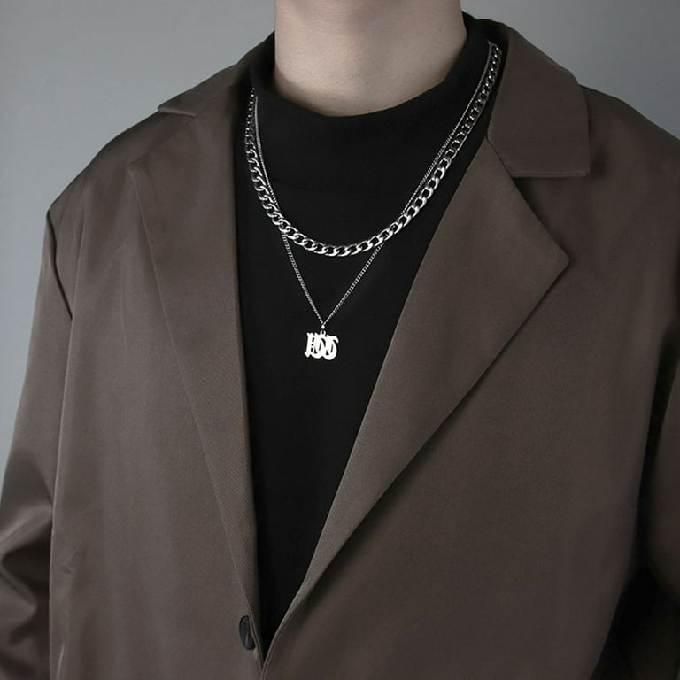 BYBYCD G Letter Necklace Cool Korean Men Necklace Hip Hop Women Friends  Gift Punk Titanium Steel Jewelry(Silver)