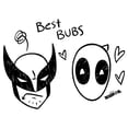thumbnail image 2 of Junior's Marvel: Deadpool & Wolverine Best Bubs Black and White Doodles Graphic T-Shirt, 2 of 4