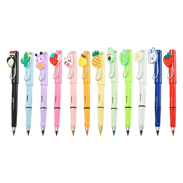 WUSUOWEI Crayons de Couleur Crayons de Couleur, Ensemble de 12, Crayons Sans Encre Crayon Réutilisable Crayon Éternel avec 12 Crayons Interchangeables