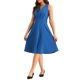 thumbnail image 4 of INSPIRE CHIC Vestido sin mangas para trabajar para mujeres, con escote en V, por debajo de la rodilla, con cinturón, estilo A-Line, midi, azul real S, 4 of 6