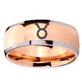 thumbnail image 2 of Tungsten Taurus Horoscope 8mm Shinny Rose Gold Two Tone Dome Men Ring, 2 of 2
