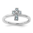 thumbnail image 6 of Auriga Fine Jewelry 925 Sterling Silver Rhodium Aquamarine Cross Ring for Women Size- 9, 6 of 6
