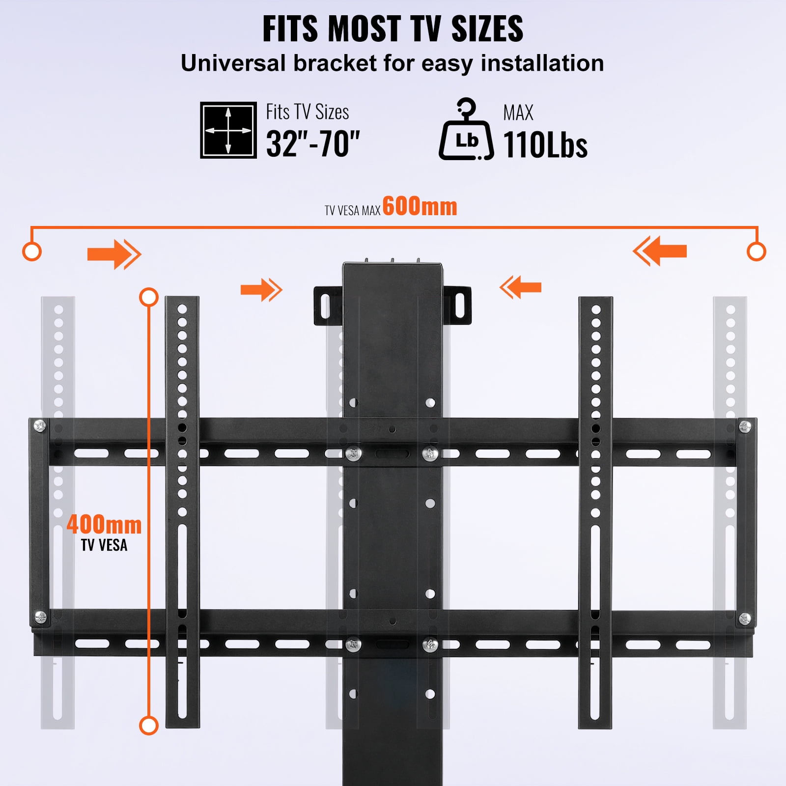 VEVOR Motorized TV Lift Mount 42-73" Height Adjustable, 32" Stroke Length, Fit for Max.60" TV Lift with Long-Distance Regulator, Load Capacity 132 lbs