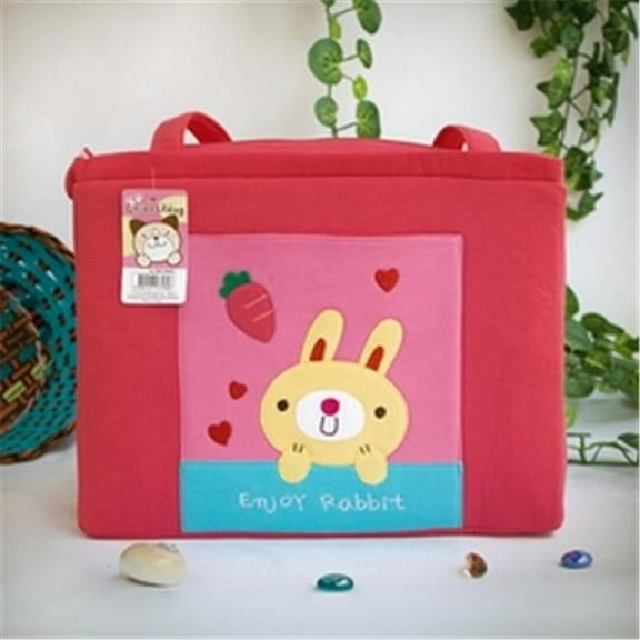 K-31-RABBIT 12.2 x 8.4 x 4.4 in. Enjoy Rabbit - Embroidered Applique Fabric Art Shoulder Tote Bag & Shopper Bag