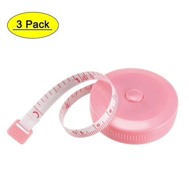 Cinta métrica de tela Uxcell, cinta métrica retráctil, suave, de plástico, rosa, 1 pieza