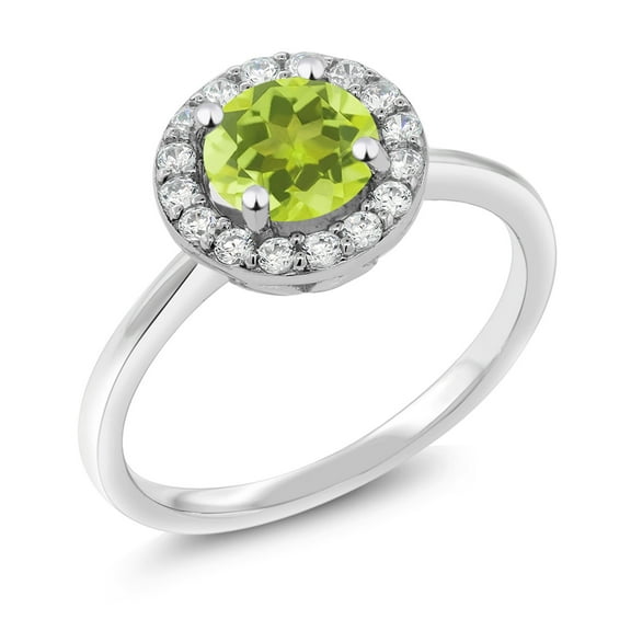 Gem Stone King 925 Sterling Silver Engagement Ring Lemon Quartz and Moissanite (1.44 Cttw) (Size 5)