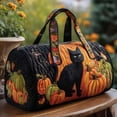 thumbnail image 3 of Women's Quilted Weekender Duffel Bag, Large Black Cat Pumpkin Halloween Patchwork Foldable Lightweight Overnight Gym Travel Tote,Spacious Duffle Handbag for Weekend Getaway, 3 of 5