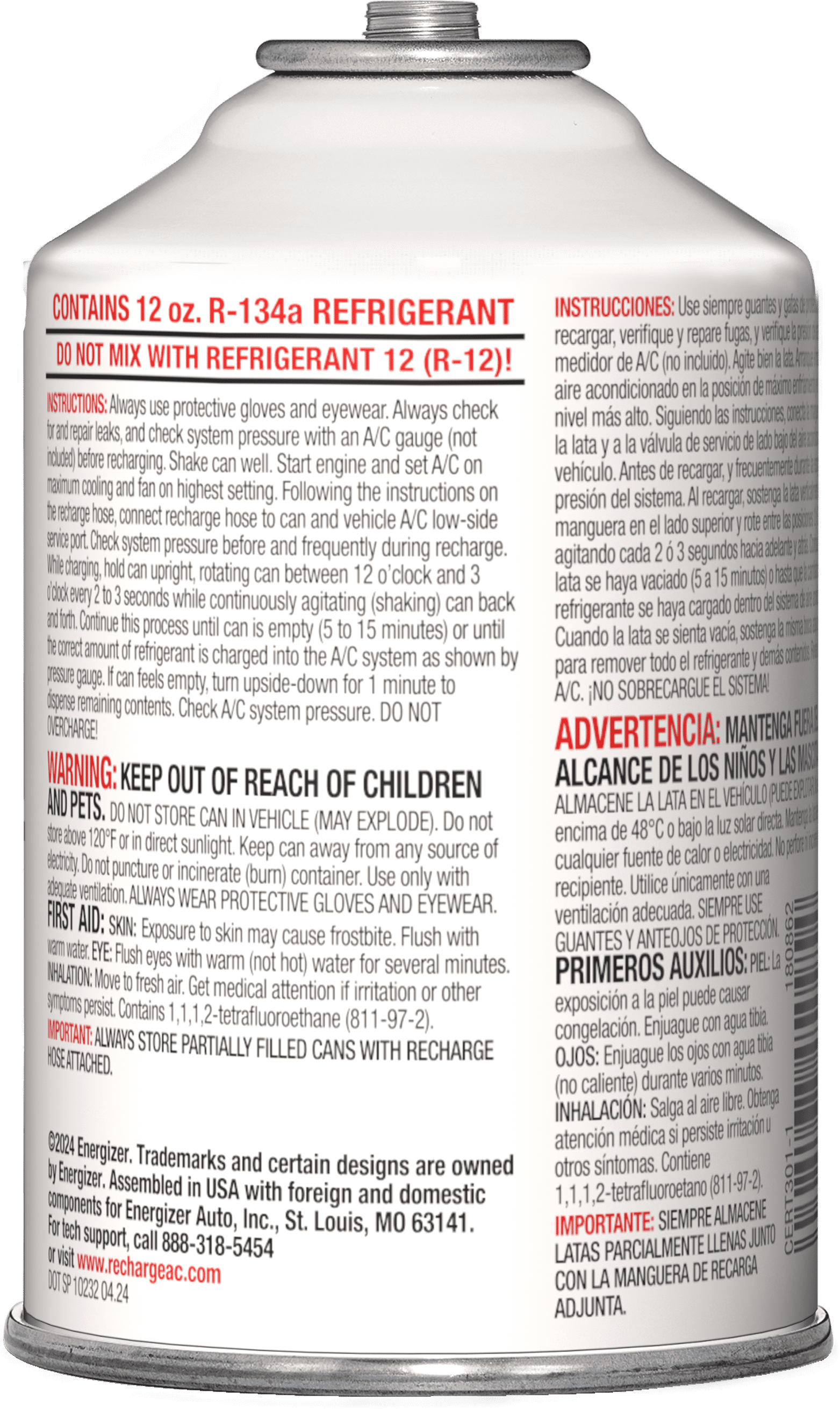 Certified A/C Pro Refrigerant 134a, 12 oz (for use in New York)