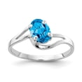 thumbnail image 1 of Solid 14k White Gold 7x5mm Oval Blue Topaz Engagement Ring Size 8, 1 of 2