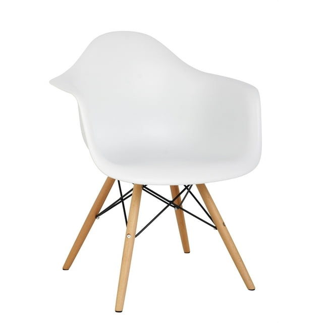 Hodedah Arm Bucket Seat Studio Dining Chair in White