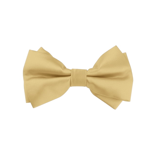 INSPIRE CHIC Men's Pre-tied Bow Ties Double Layered Adjustable Solid Color Bow Tie Champagne
