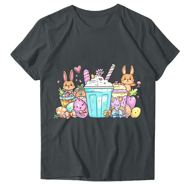 Blusas de Manga Corta para las Mujeres Divertida Impresión Cuello Redondo Camiseta Vintage, Blusas de Primavera para las Mujeres