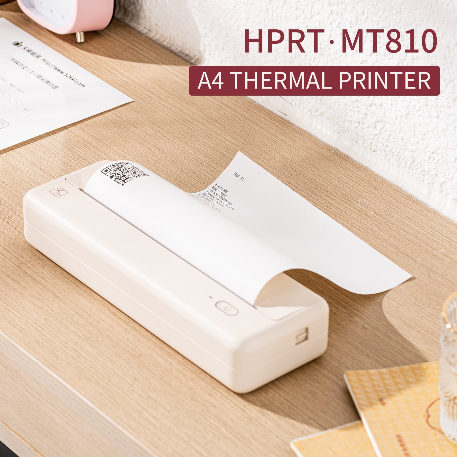 HPRT MT810 Compact Thermal Photo Printers, with USB Cable & User Manual, Pink
