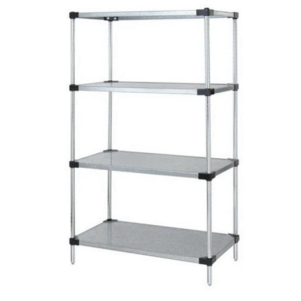 Solid 4 Shelf Starter Units, Stainless Steel - 18 x 48 x 86 in 