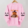 thumbnail image 6 of CLOISE Womens Crewneck Sweatshirt Graphic Halloween Fleece Lining Casual Pullover Pumpkin Long Sleeve Cuffed Sleeve Tops Fall Winter Loose Clothing for Daily Wear Pink XS, 6 of 7