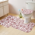 thumbnail image 2 of Red Boho Flower Bath Mat 3 Piece Bathroom Rug Set, Vintage Paisley Farmhouse Pattern Non Slip Bath Rug Contour Mat and Toilet Lid Cover, Absorbent Shower Mats Soft Bath Rugs and Mats Sets, 2 of 8
