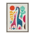 thumbnail image 3 of Kate and Laurel Sylvie Giraffe Love Framed Canvas Wall Art by Rachel Lee of My Dream Wall, 18x24 Gray, Abstract Animal Art for Wall, 3 of 7