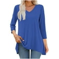 thumbnail image 2 of Arnsht Womens Fashion Tunic Long Sleeve Tops to Wear with Leggings Casual Long Swing Blouses Shirts Loose Fit Dressy Blue S, 2 of 7