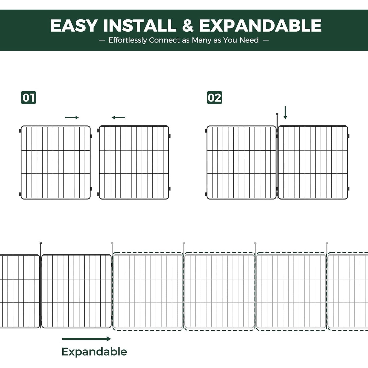 Unleashed Dog Playpen, Indoor Exercise Pen with Expandable & Portable Design, for Small and Medium Dogs, 32-inch 6 Panels