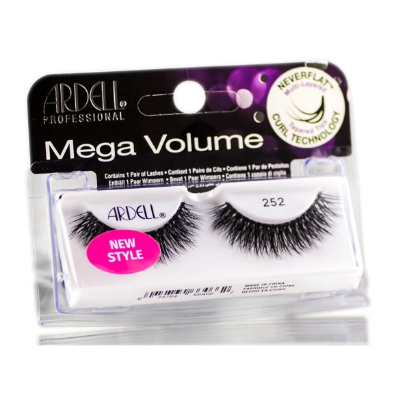 Black / 252 , Ardell Professional Mega Volume Lashes , Hair Scalp Skin Body - Pack of 2 w/ SLEEK Teasing Comb