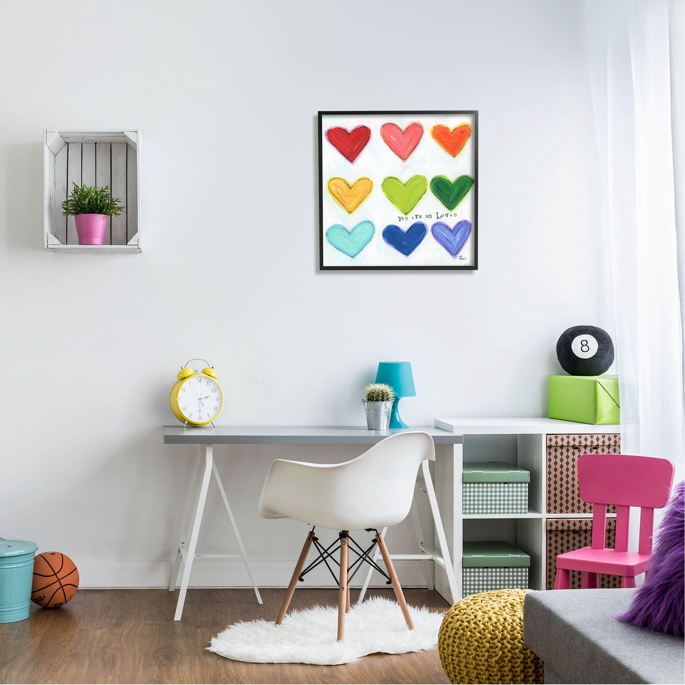 Stupell Industries You Are So Loved Rainbow Hearts Painting Black Framed Art Print Wall Art, Design by Alli Rogosich