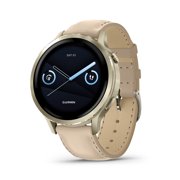 Garmin Venu 4, 41mm, Advanced Fitness and Multisport GPS Smartwatch, 1.2 AMOLED Display, Built-in Flashlight, 10 Days of Battery Life, Lunar Gold with Light Sand Leather Band