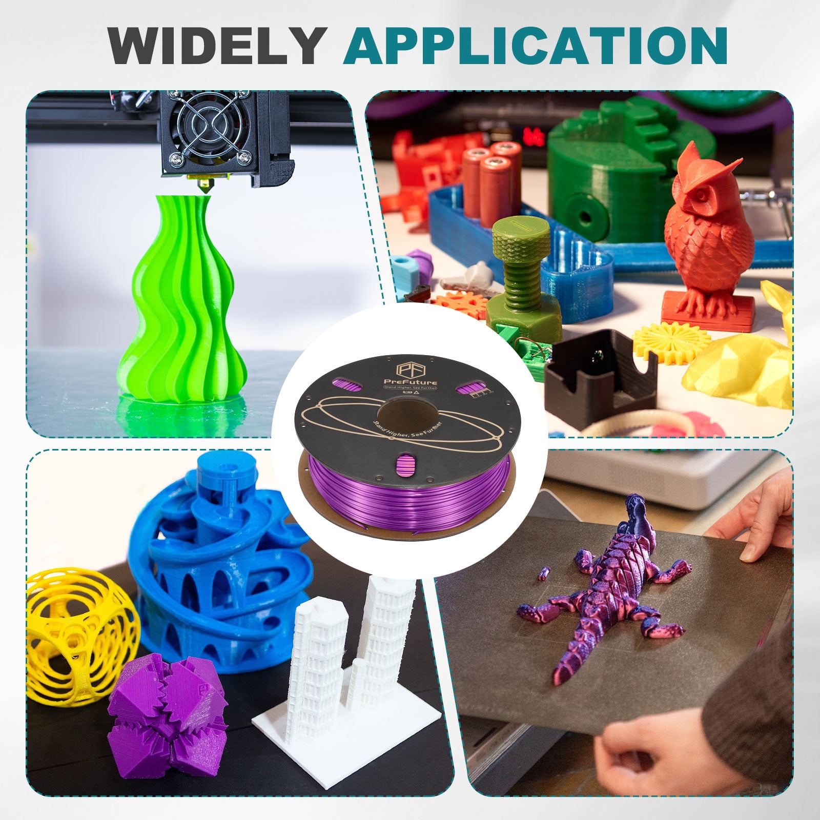 Uxcell Silk PLA Filament 1.75mm 1KG/2.2LB High Shine 3D Printer Filament, Enhanced Toughness, Dimensional Accuracy +/- 0.02mm for 3D Printer, Purple