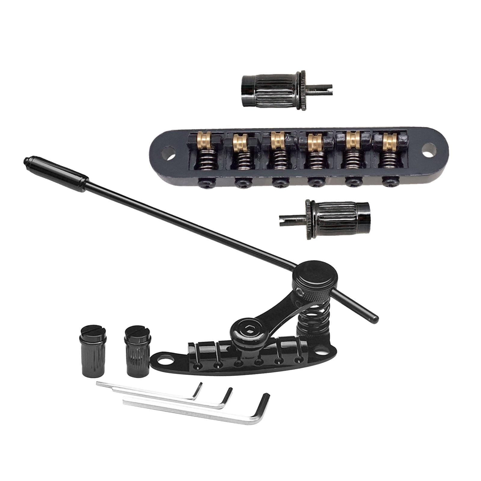 Rushawy Electric Guitar Bridge Roller Saddles Guitar Tremolo Bridge Replaces Tailpiece Tremolo for 6 Strings Instrument Show Exercise Black