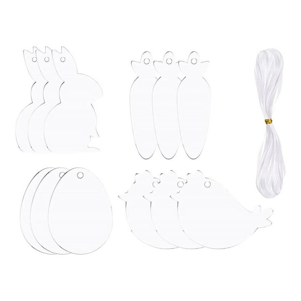 Etiquetas Acrílicas con Agujeros DIY Huevos Bunny Chick Zanahoria para Pascua , 12pcs 12 piezas Gloria Etiquetas en blanco de acrílico