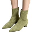 thumbnail image 2 of EKVAHL Women's Low-Heeled Boots Close Pointed Toe Versatile Ankle Booties Suede Slip-on Zipper Solid-Color Short Bootie Outdoor Daily Casual Shoes, 2 of 6