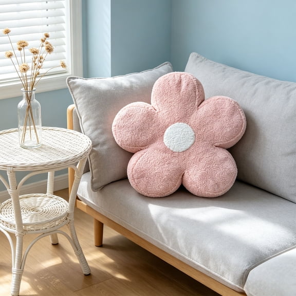 ShaoXinWan Cute 5 Petal Flower Shaped Plush Throw Pillow, Soft Cloud Fluffy Decorative Floor Cushion, Girly Sofa Seat Pillow for Bedroom, Nursery, Reading Nook Layout