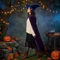 thumbnail image 6 of Womens Wizard Hat Costume Accessory, Foldable Pointed Witch Hat with Soft Velvet Texture, Cone Hat for Halloween Party Cosplay Dress Up Blue, 6 of 7