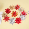 thumbnail image 2 of Flores artificiales de Navidad, polvo de brillo dorado y plateado, flores falsas, decoraciones para árboles de Navidad, adornos de Navidad para Año Nuevo, 2 of 4