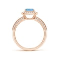 thumbnail image 2 of Angara Natural 0.88 Ct. Aquamarine with Diamond Halo Ring in 14K Rose Gold for Women (Ring Size: 3), 2 of 9