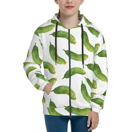

Hoodies for Women Cucumber Pattern Long Sleeve Sweatshirt Drawstring Zip Up Hoodie with Pockets Teen Girl Clothes