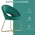 thumbnail image 6 of HOMCOM Modern Accent Chair Velvet Upholstered Chair w/ Golden Base Legs, Green, 6 of 8