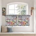 thumbnail image 2 of Spring Flowers Tier Curtains 36 Inch Length, Farmhouse Black Plaid Wood Grain Cafe Short Curtains for Bathroom Over Sink, Small Kitchen Curtain Light Filtering Tiered Drapes 2 Panels 27.5"Wx36"L, 2 of 8
