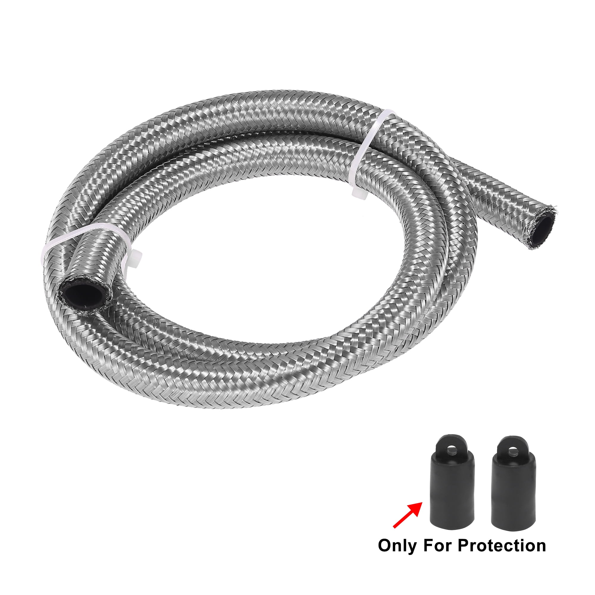 6AN AN6 Stainless Braided Fuel Hose Pipe Inside Diameter 8mm Silver 1 Metre 