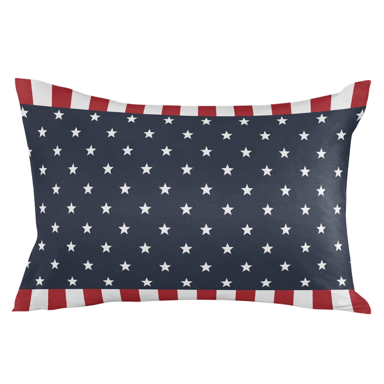 American Patriotic National Flag Outdoor Pillow Covers Set of 2,Decorative Waterproof Throw Pillow Case,Stars Blue Red and White Stripes Cotton Linen Soft Cozy Cushion Pillowcases