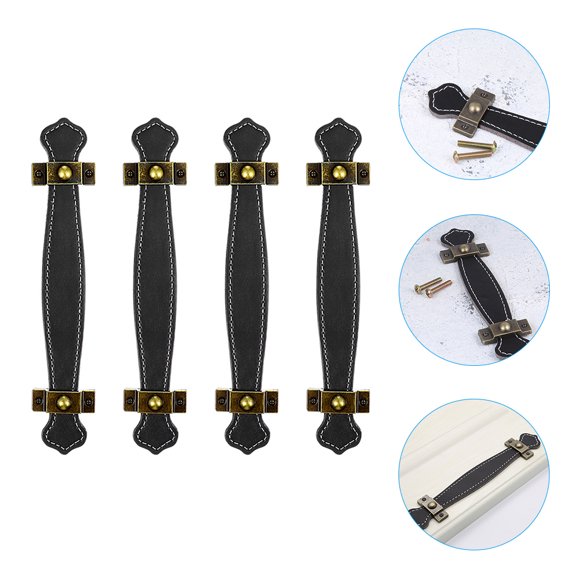 UPGRATOR 4Ud De PU Negros Para Cajones Y Puertas Con Sencillo Y Tacto Cómodo