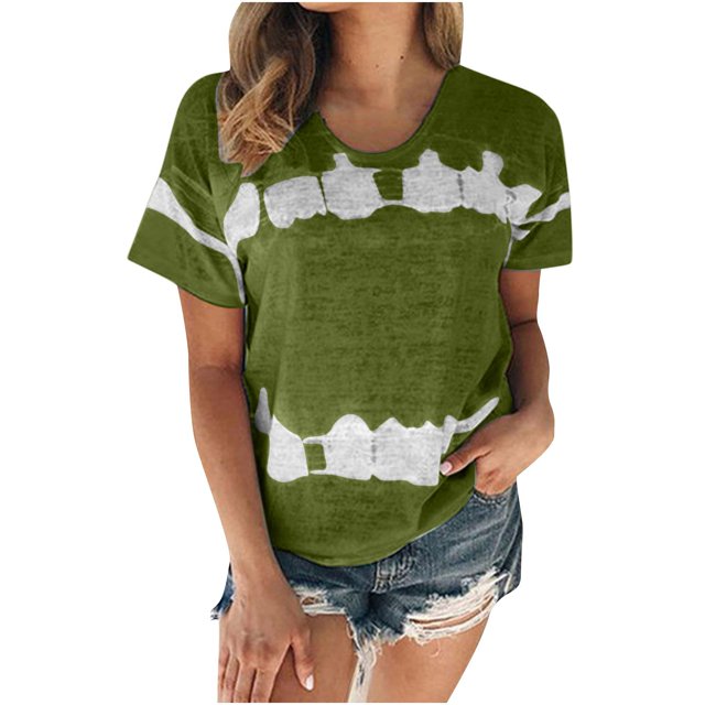 Birdeem T-Shirt Mode Imprimé pour Femmes Manches Courtes Blouse Col Rond Hauts Décontractés