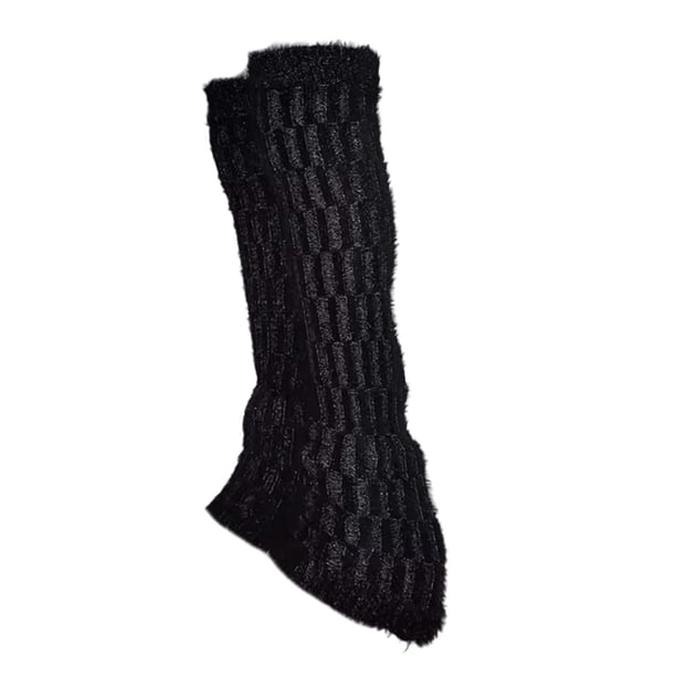 2x Calentadores de piernas para patinaje artístico, protectores cálidos, ligeros y modernos, decoración para piernas peluche negro
