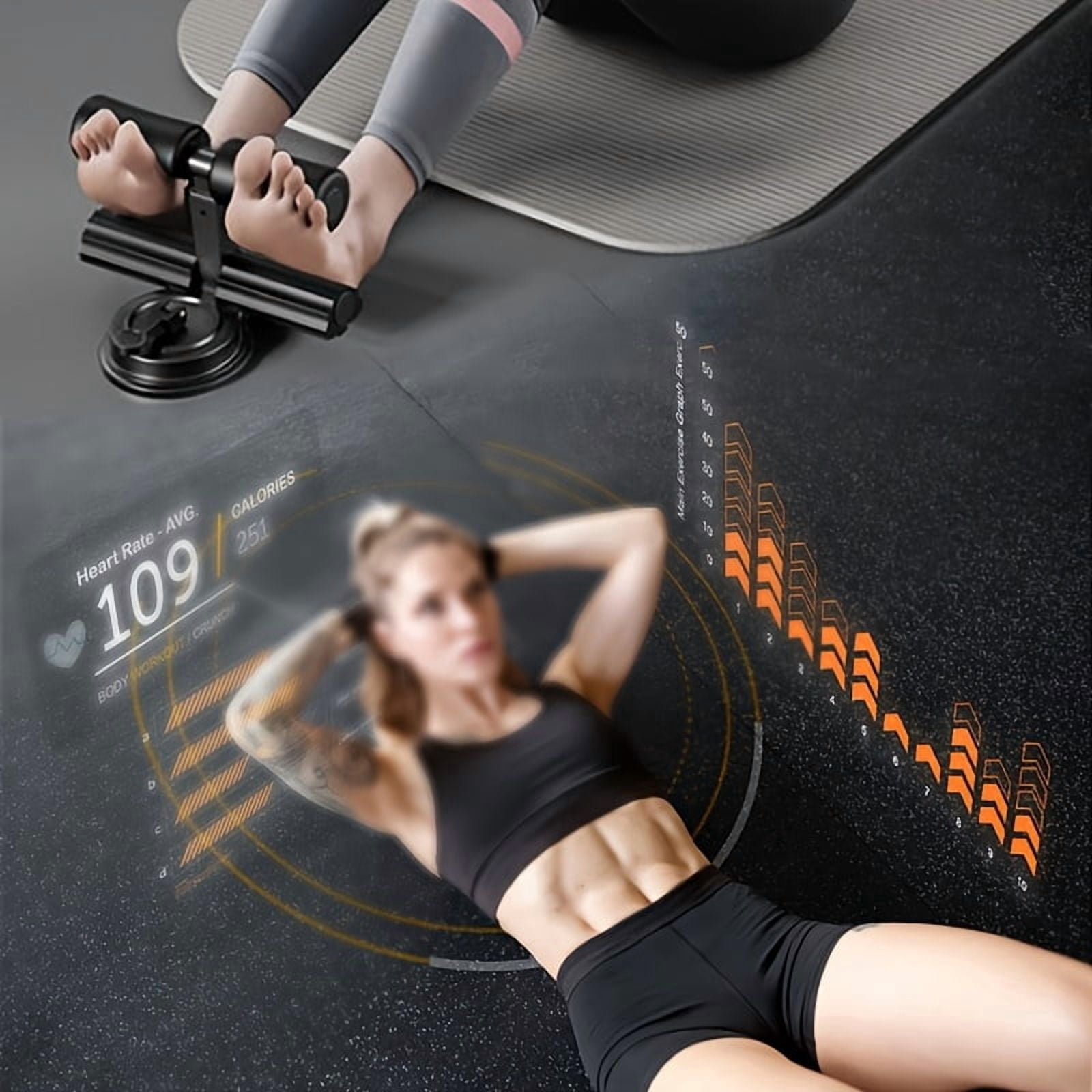 Professional Tibial Trainer Sit Up Bar Floor Version Portable Fitness Equipment Strong Suction Cups Adjustable Foot Fixer Massage Roller Home Exercise