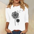 thumbnail image 2 of Plebaso Chemises à Manches 3/4 pour Femmes, Col Rond Décontracté, Hauts Imprimés, Coupe Ample, Blouses Printemps Été 2025 pour Femmes, 2 of 4