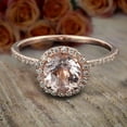 thumbnail image 2 of Antique 1.25 carat Real Morganite and Moissanite Halo Engagement Ring Sterling Silver with 18k Gold Plating, 2 of 4
