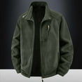 thumbnail image 2 of Men's Fleece Sherpa Lined Jacket Warm Full Zip Up Thick Jacket Army Green XXXL, 2 of 8