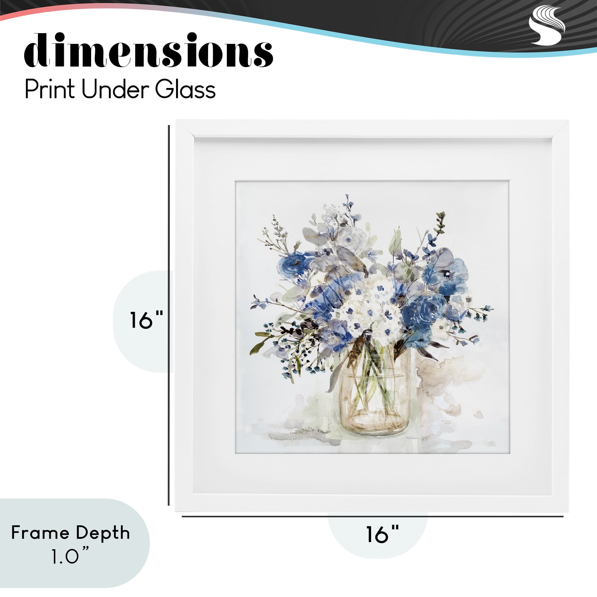Stupell Industries Blue & White Spring Flowers White Framed Print Under Glass, design by Carol Robinson