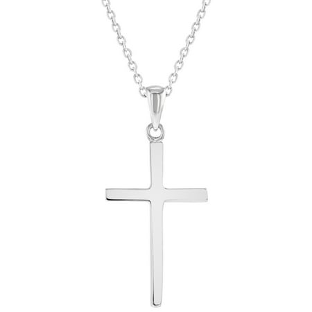 - 925 Sterling Silver Cross Necklace Pendant Plain Classic Traditional 19